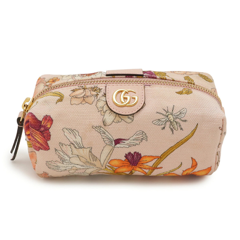 Gucci Flora Flower GG Marmont Multi Accessory Case Leather Pink Multicolor